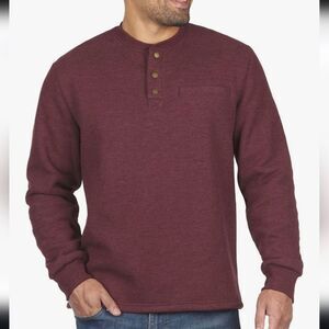 New Coleman 3 Button Sherpa Lined LS Waffle Henley Shirt Front Welt Pocket Sz XL